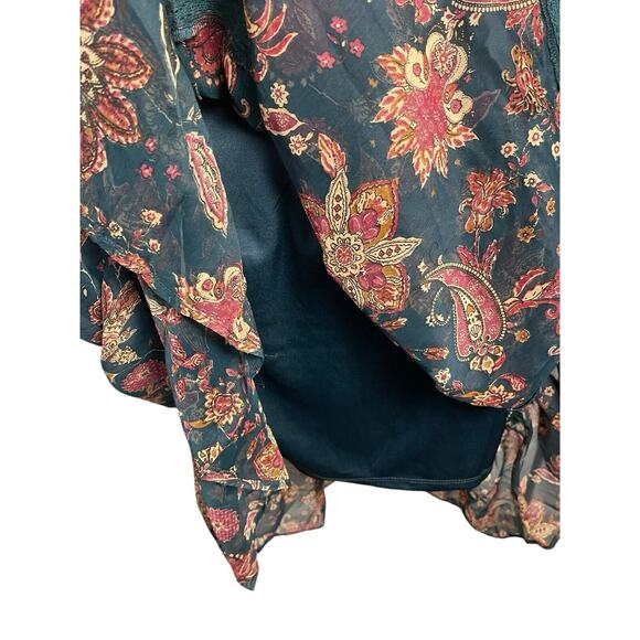 Band Of The Free Run The World Pine Paisley Empire Waist Midi Dress Size Large - Picture 14 of 16